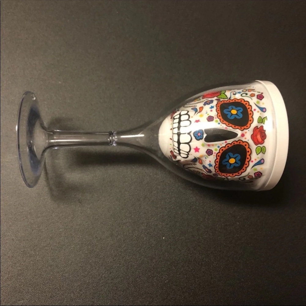 *6 for $10!* Sugar Skull Plastic Wine Glass Day of the Dead